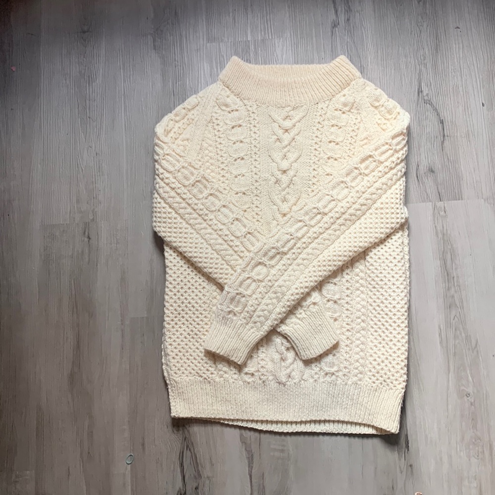 Hand made White chunky sailor sweater.